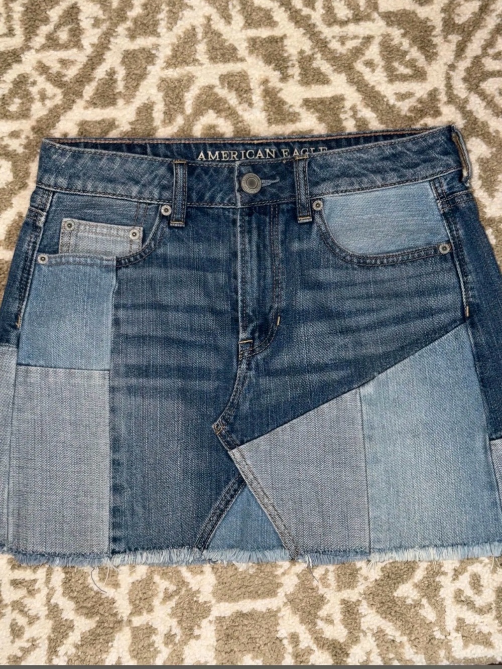 American Eagle Patchwork Denim Mini Skirt - Blue size 2